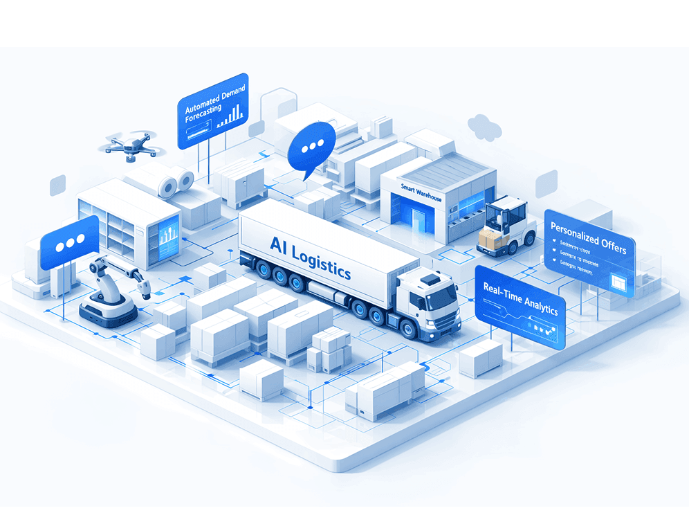AI-powered e-commerce isometric illustration